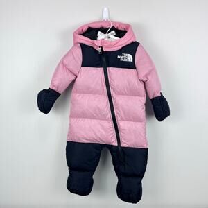 The North Face Nuptse One Piece Down Insulated Snow Suit Pink 3-6 Months NWOT